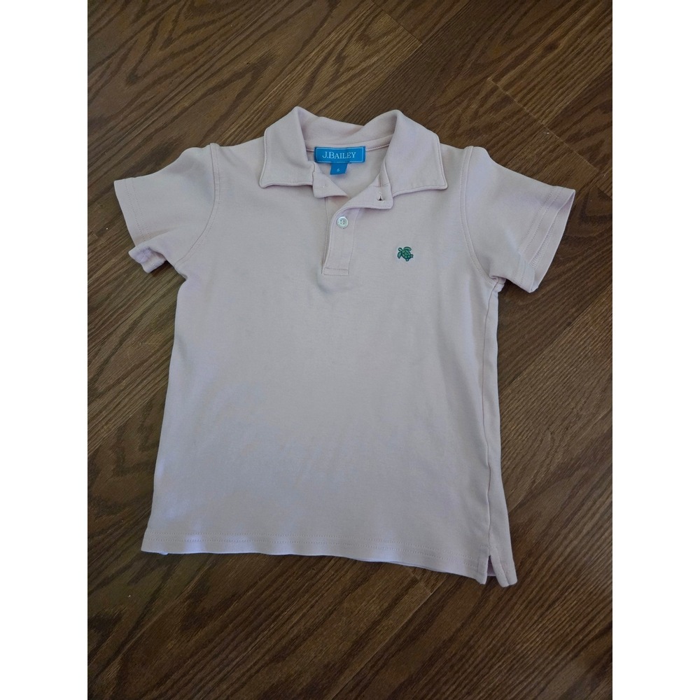 J. Bailey Boys Pink Short Sleeve Cotton Polo Shirt Turtle Logo Size 5